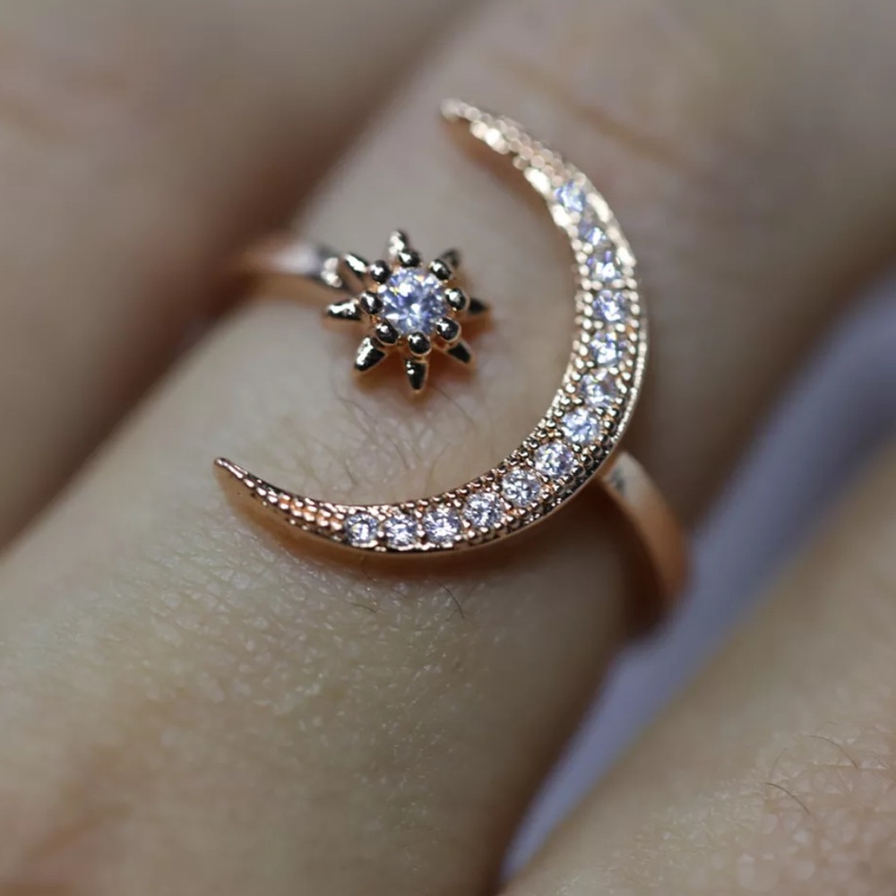 NEW 💎 Moon & Star Rose Gold Adjustable Ring - Picture 4 of 5